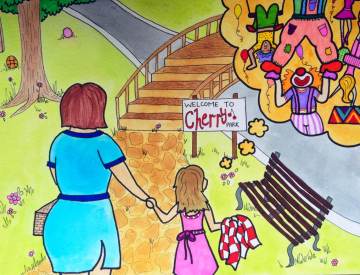 A page from Melted Clowns, illustrated by Emilie Hughes